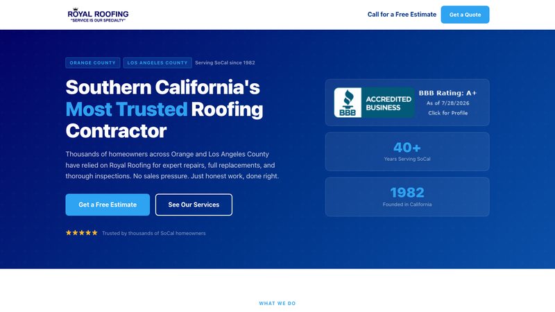 Website built for a roofing contractor